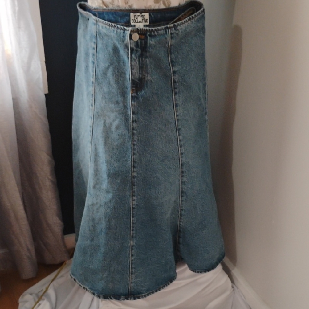 Future Collective Denim Maxi Skirt